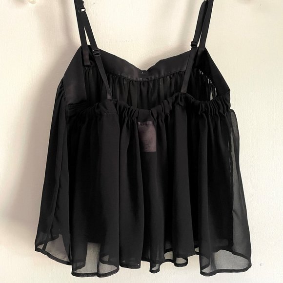 Victoria's Secret Black Babydoll with White Bow - Picture 3 of 4